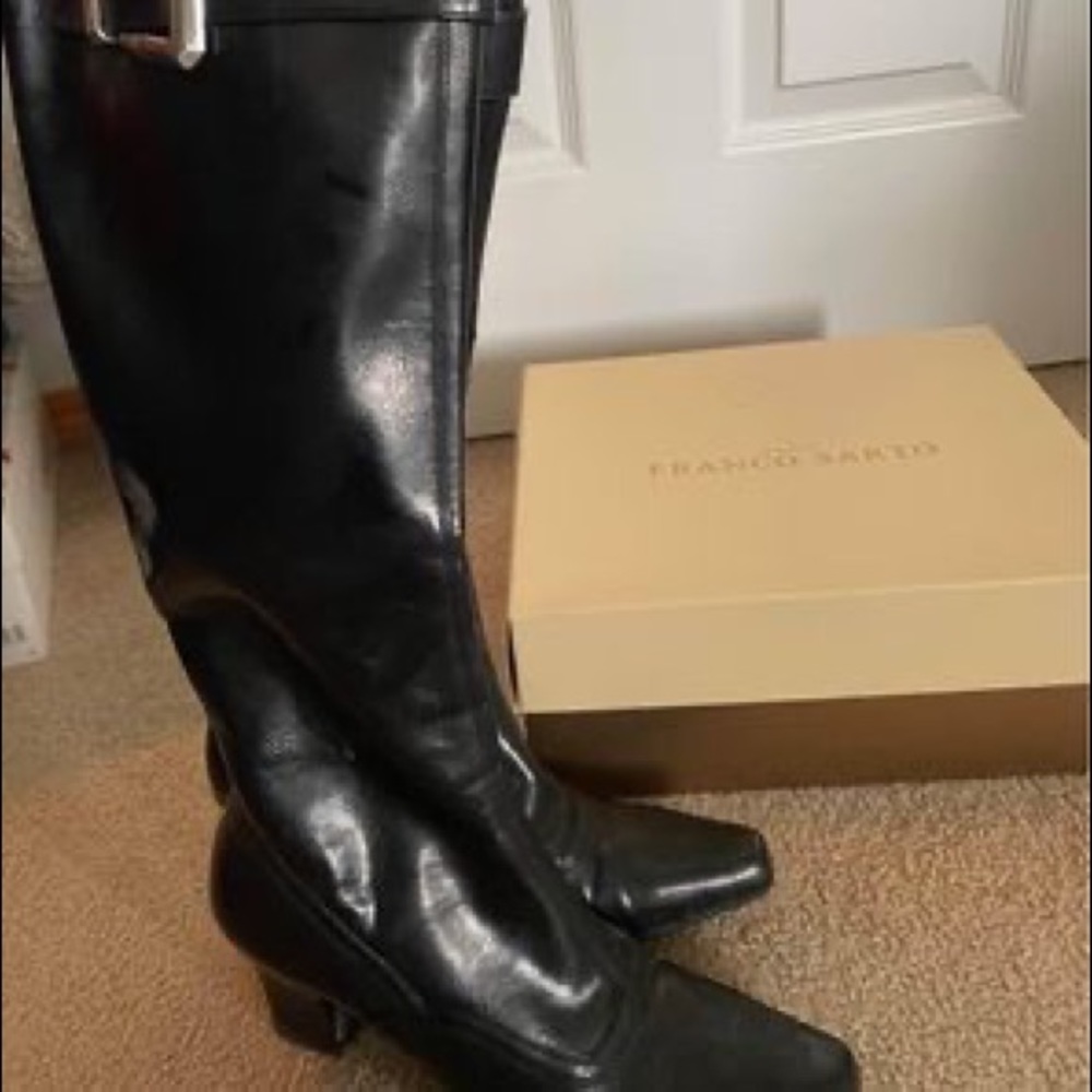 Faux leather high heel knee boots